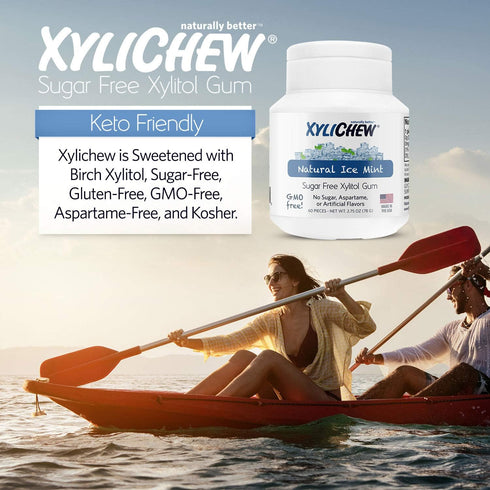 Xylichew 100% Xylitol Chewing Gum - Non GMO, Non Aspartame, Gluten Free, and Sugar Free Gum - Natural Oral Care, Relieves Bad Breath and Dry Mouth...
