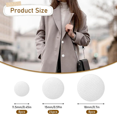 40 Pcs Satin Tuxedo Buttons White Buttons, Satin Covered Metal Shank Buttons, Vintage White Coat Sewing Button, Jacket Buttons Dress Buttons(18mm/...