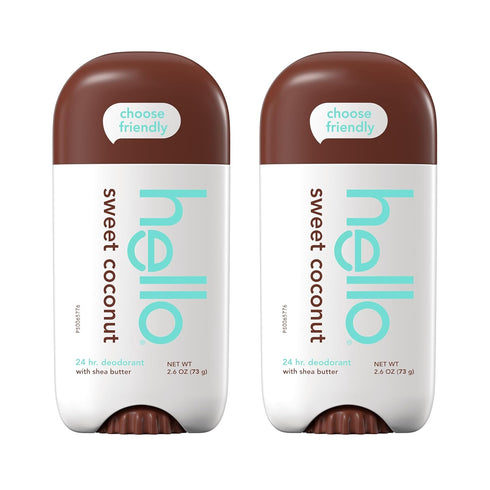 hello Sweet Coconut Deodorant With Shea Butter for Women + Men, Aluminum Free, Baking Soda Free, Parabens Free, 24 Hour Odor Protection, 2.6 Ounce...
