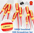 7 PCS 1000V Insulated Screwdriver Set, 3 Phillips and 4 slotted Screwdrivers, with Voltage Tester, CR-V Magnetic Tips, Professional Electrician El...