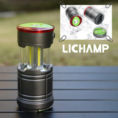 Lichamp 2 Pack LED Camping Lanterns, Battery Powered Lantern Flashlight COB Camp Light for Power Outages, Camping Supplies and Home Hurricane Supp...