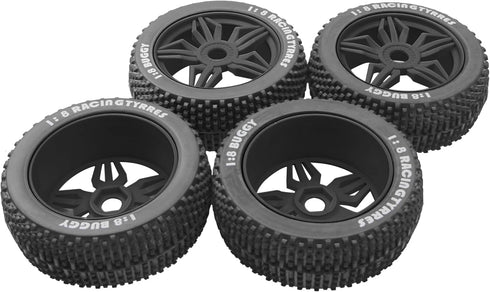 ShareGoo OD 4.52" 1/8 RC Buggy Rubber Tires Tyre w/ 5 Spoke Plastic Rim 17mm Hex Compatible with Arrma Kyosho Exceed RC Traxxas Redcat HSP HPI 1/8...