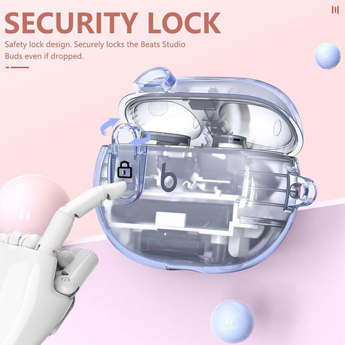 Clear Case for New Beats Studio Buds + (2023) / Beats Studio Buds (2021), Secure Lock Beats Studio Buds Plus Case Cover, Shockproof Wireless Earbu...