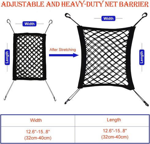 Car Dog Barrier,Dog Car Net Barrier,Pet Barrier,Auto Safety Mesh Organizer,Safety Car Divider for Children and Pets,2 Layer...