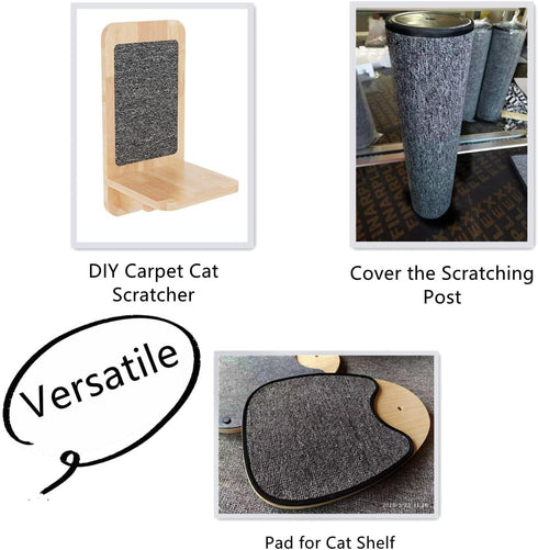 78.7"x15.8" Trimmable Self-adhesive Carpet Mat Pad Replacement for Cat Tree Shelf Shelves, Cat Wall Furniture Steps, Cat Carpet Scratching Post Sc...