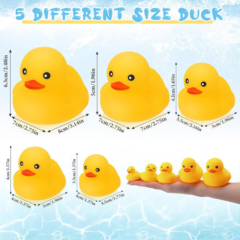Junkin 5 Pcs Bath Ducks Yellow Rubber Duck without Hole Bath Toy Waterproof No Noise Funny Ducks Family Baby Shower Toy for Boys Girls Birthday Pa...
