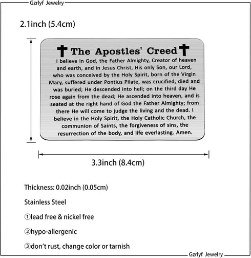 Gzrlyf The Apostles Creed Wallet Card I Believe in God Christian Engraved Wallet Insert Christian Prayer Gifts Religious Gift(Apostles Creed Walle...