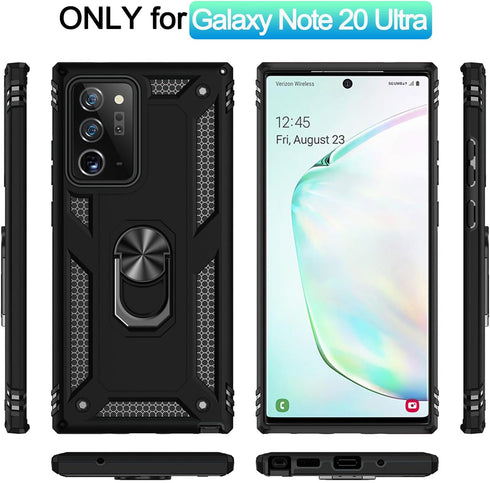 ADDIT for Note 20 Ultra Case Samsung Note 20 Ultra Case, Military Grade with Ring Car Mount Kickstand for Samsung Galaxy Note 20 Ultra 5G - Black...