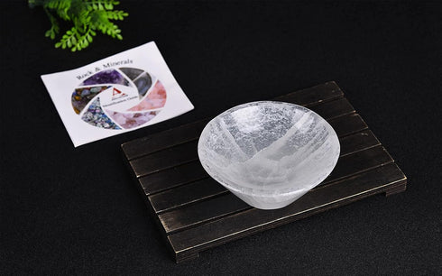 AMOYSTONE Natural Crystals Charging Tray 4" - Round Selenite Bowl Creative Dish Jewelry Storage Bowls for Home Decor...