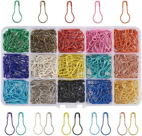 KISSITTY About 600pcs/box 15 Colors Bulb Safety Pins 22mm Calabash Quilting Sewing Pin for Clothing Crafting Home Office Use Art Craft Sewing Jewe...