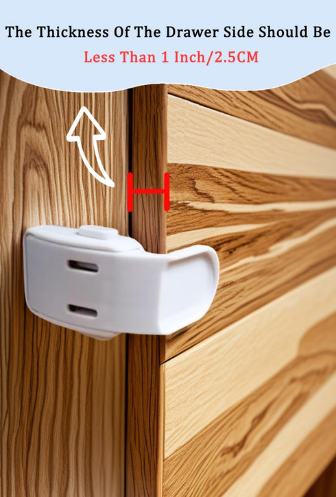 4 Pack Drawer Locks Baby Proofing, Maveek Child Proof Cabinet Locks Baby Safety Botton Latches For Bedstand Drawers Room Side Furniture Corner Edg...