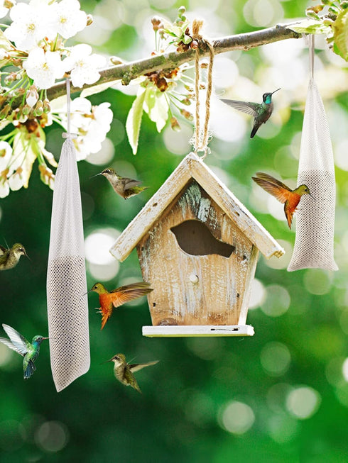 6 Pcs Finch Sock Feeder for Outdoor, Durable Thistle Seed Feeder Sacks with Food Grade Funnels, Wild Bird Food Supply Tools for Garden Yard Wild F...