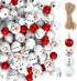 Christmas Snowman Wooden Beads Rustic Farmhouse Beads Polished 160 Pieces Christmas Wooden Beads Wooden Craft Beads with 32.8 Feet Rope Craft Supp...