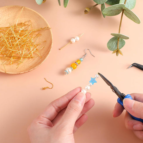 500pcs Flat Head Pins, 2 Inch Long Straight Eye Pins for Jewelry Making 0.7mm Metal Beading Pin for DIY Craft Earring Bracelet Necklace Pendant Su...