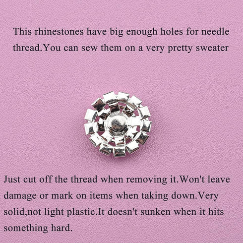 Hahiyo Crystal Rhinestone Flower Buttons Clear Glass 19mm Flatback Bling Reflective Sparkly Big Enough Hole Thread Clean Remove for DIY Jewelry Se...