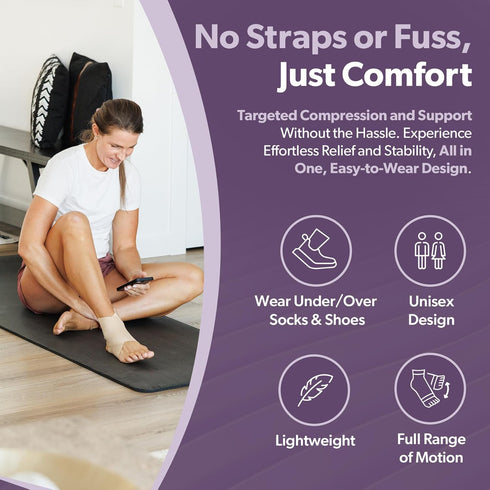 BraceAbility Elastic Ankle Support Brace - Lightweight Slip on Foot and Ankle Compression Sleeve for Gymnastics, Dance, Sports, Running, Exercise,...