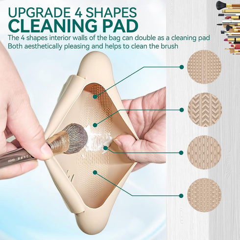 Proke Silicone Travel Makeup Brush Holder, Makeup Bag Travel Cosmetic Bag Travel Makeup Brush Bag Makeup Organizer Bag Travel Essentials With Anti...