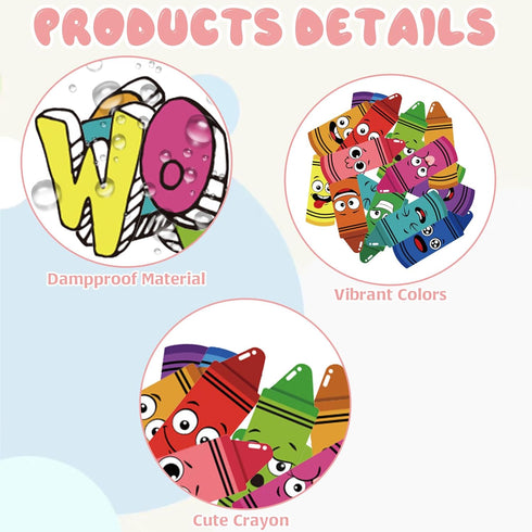 CANIPHA 79Pcs Classroom Bulletin Board Sets, Classroom Themes Decoration Sets, Back to School Bulletin Board Crayon Cutouts with Border Trims for ...
