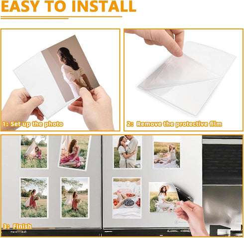 Mingting Magnetic Picture Frame, Holds 5X7 Inches Pictures, Reusable While Magnet Fridge Photo Sleeves for Refrigerator, Locker,Office Cabinet (Wh...