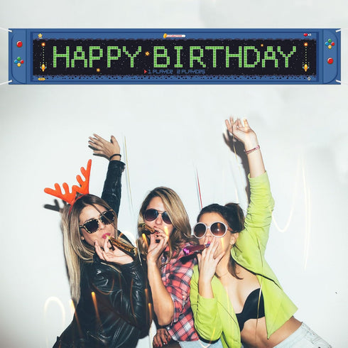 Large Video Game Happy Birthday Banner Game on Birthday Party Decorations Level up Gaming Theme Birthday Outdoor Indoor Decoration for Baby Boys T...