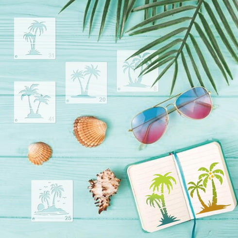 45pcs Palm Tree Stencils for Painting on Wood Summer Stencils Paint Beach Palm Burning Patterns Template on Art Craft Canvas Wall Fabric Rock (45 ...