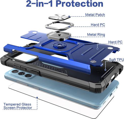 for Galaxy A52 5G Case with Screen Protector,Shockproof Drop Test Cover with Car Mount Kickstand Lightweight Protective Cover for Galaxy A52 5G,Bl...