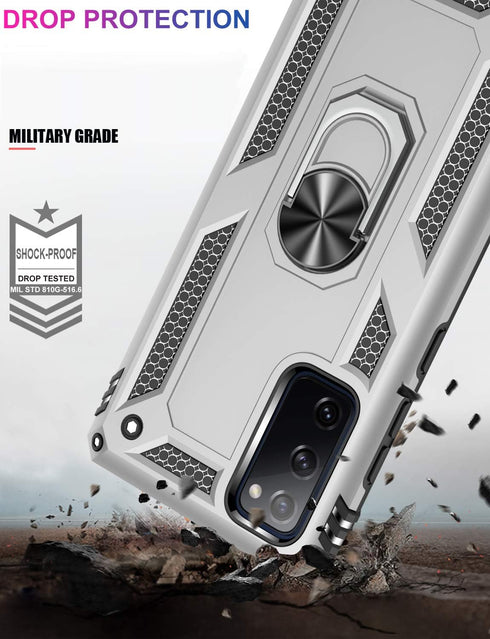 LUMARKE for Galaxy S20 FE Case with Screen Protector,Pass 16ft. Drop Tested Military Grade Protective Phone Cover with Magnetic Ring Kickstand Com...