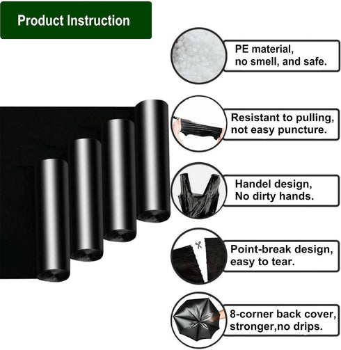4 Gallon/100pcs Small Trash Bags, Fangkun Small Garbage Bags, Handle Rubbish Bags for Home, Office, Car/15 Liter/5 Rolls (Multi-color)...