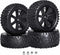 1/10th Scale Off-Road RC Tires&12mm Hex Wheel Rims, Pre-glued with Sponge Inserts Compatible with Traxxas Redcat Exceed RC 1:10 Buggy...