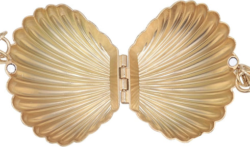 Women Girls Metal Shell Mini Lipstick Shoulder Bags Fashion Pearl Chain Crossbody Bag Purse Handbags...