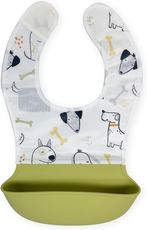 Kushies Silisoft Bib, Waterproof Top with Soft Silicone catch all pocket for Babies and Toddlers...