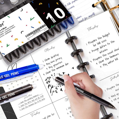 Vitoler Pens,Erasable Pens Black & Blue Gel Pens,0.7mm Fine Point Writing Pens,Black and Blue Pens for School Supplies,Retractable Gel Ink Pens fo...