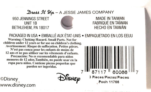 Disney Winnie The Pooh Buttons by Dress It Up Buttons & Embellishments - 3 Piece - Pooh...