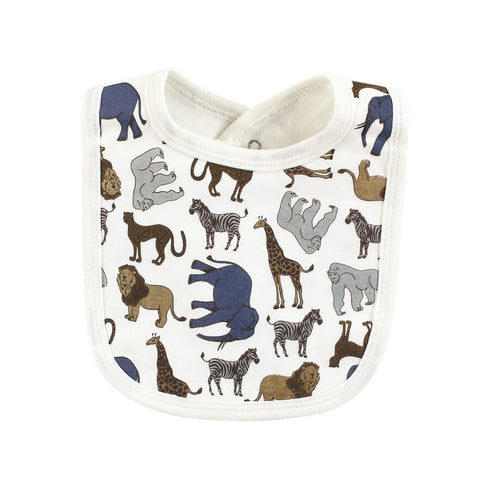 Touched by Nature Unisex Baby Organic Cotton Bibs, Classic Safari, One Size...