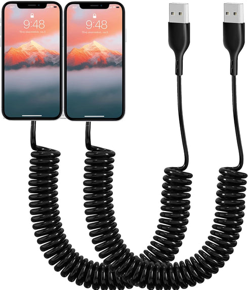 Coiled iphone charging Cable for car (MFI Certified) 2 Pack charging Cable for Car Short Charger Cord for +iPhone14/13 Pro Max/12 mini/11 Pro/X/SE...