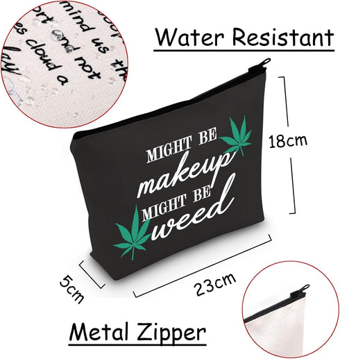 JXGZSO Funny Weed Makeup Bag With Zipper Gifts For Women Might Be Makeup Might Be Weed Cosmetic Bag (Weed Black)...