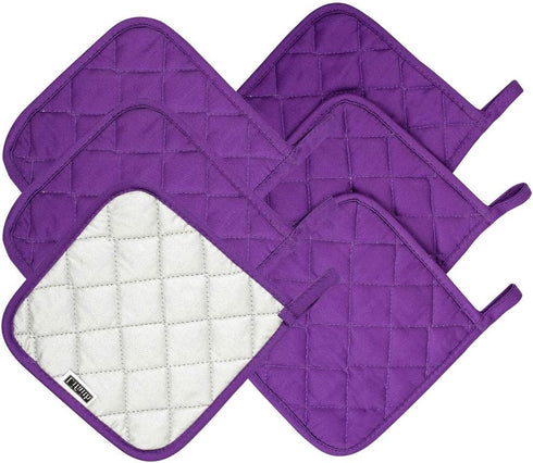 100% Cotton Potholders Kitchen Everyday Basic Terry Pot Holder Heat Resistant Large Coaster Hot Pads Kit Trivets Set for Cooking and Baking Set of...