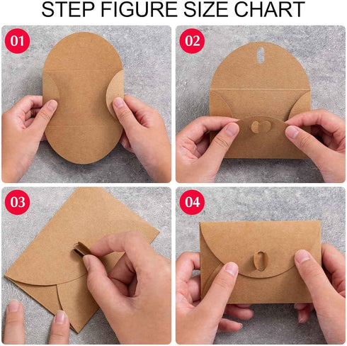 100 Pcs Premium Gift Card Envelopes, 4 x 2.8 inch Gift Card Holders, Mini Seed Envelopes, Kraft Paper Envelopes, Cute Envelopes with Heart Clasp f...
