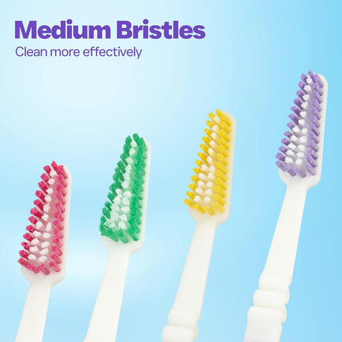 Flex Manual Toothbrush Value Pack, Full Multi-Level Filaments, Medium Bristles for Deep Cleaning, Ideal for Adults - 4 Count (Pack of 1)...