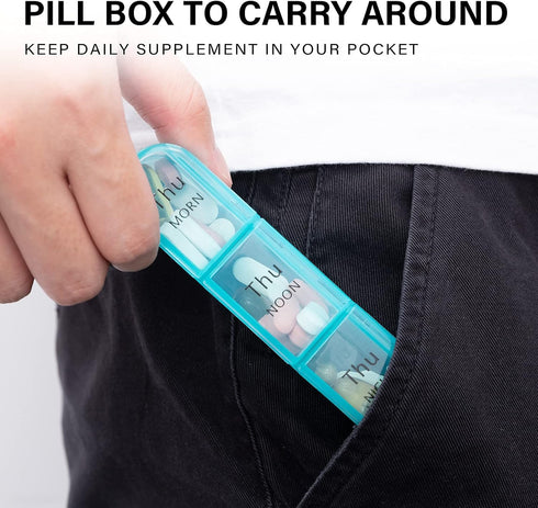 Daviky Pill Organizer 3 Times a Day, Daily Pill Box 7 Day, Weekly Cases Medicine Organizers to Hold Vitamins and Medication...