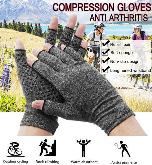 2 Pairs Arthritis Compression Gloves, Provide Support Warmth for Carpal Tunnel, Rheumatoid, Arthritis Pain Relief Gloves, Fingerless Compression G...