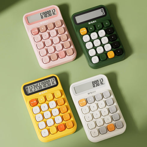 M&G Desk Calculator with Mechanical Buttons, 12 Digit Large LCD Display, Big Button Calculator for Office Home School, Bottom Antiskid, Battery In...