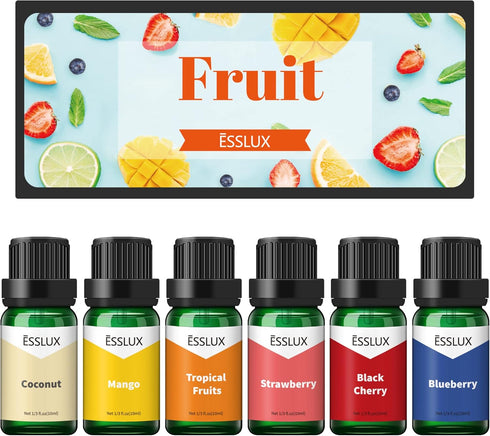 Fruit Fragrance Oils, ESSLUX Premium Soap Candle Making Scents, Scented Oils for Diffuser, Summer Aromatherapy Essential Oils Gift Set, Tropical F...