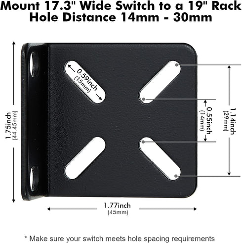 MokerLink Rack Mount Kit for 17.3 inch Wide Switches, Adjustable Hole Distance 14-29mm, 0.5-1.14inch, Compatible for Some Cisco, NETGEAR, Dell, D-...