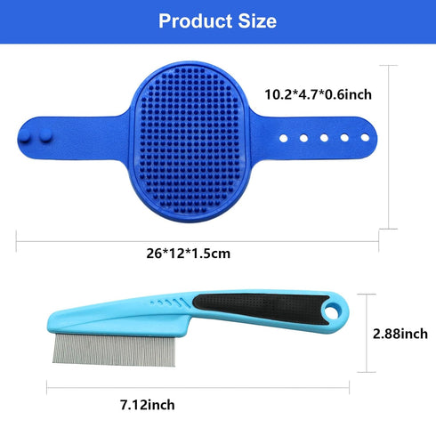 Dog Bath Brush,Cuteabc 2Pcs Cat Grooming Comb Set Included Scrub Brush for Dogs Bath and Pet Steel Combs,silicone pet brush?dog bath brush scrubbe...
