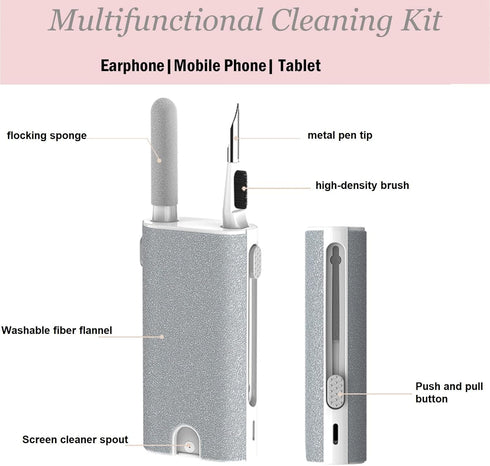 Esteguen Multi-Function Airpod Cleaner Kit- Laptop Phone Screen Cleaner Bluetooth Earphones Cleaning Tools for Airpods Pro Earbuds Cleaning Kit fo...