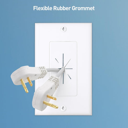 Cable Matters 2-Pack 1-Gang Wall Cable Pass Through Wall Plates with Flexible Rubber Grommet, Cable Wall Plate, In Wall Cable Management Solution ...
