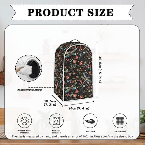 Floral Dragonfly Blender Cover Kitchen Appliance Cover Anti Fingerprint Stain Resistant Fabric Stand Mixer or Coffee Maker with Top Handle for Hom...