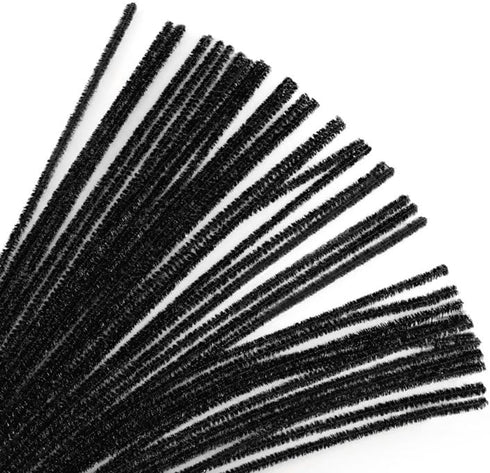 Krafty Kids GC025A 35 Piece Tinsel Chenille Stems Glitter Pipe Cleaners, 6mm by 12", Black...