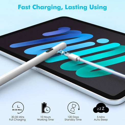 MoKo Stylus Pen for iPad 2018-2024, USB-C Pencil for Apple iPad with LED Power Display, iPad 10th Gen Pencil Compatible with iPad Pro 12.9/11", iP...